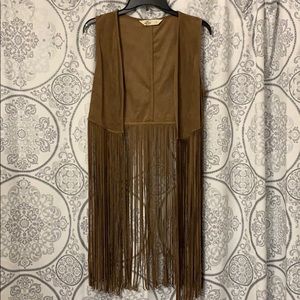 Hollister brown suede fringe vest